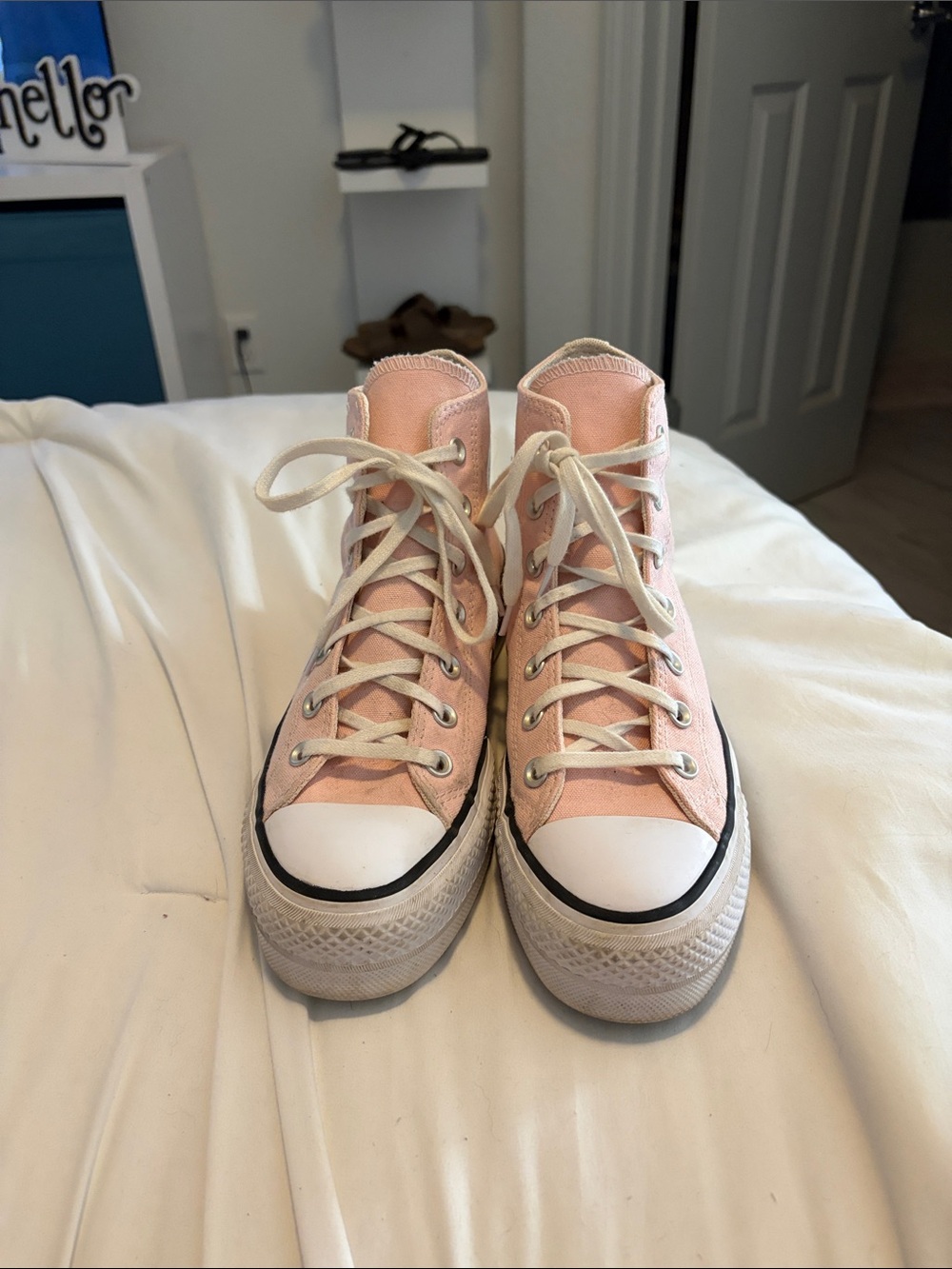 Classic High-Top Canvas Sneakers in Soft Pink